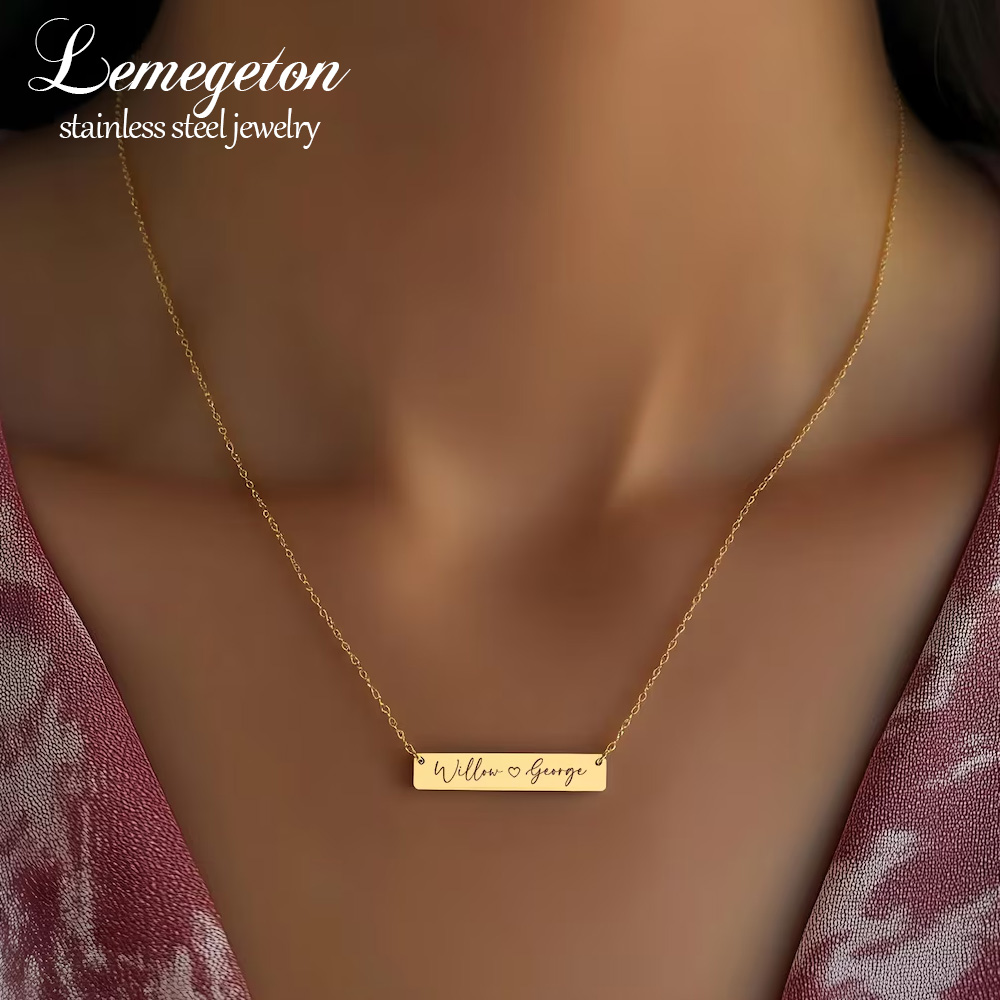 Handwriting Necklace Bar - Personalisierte Minimalistische Namenskette mit Gravur, Individueller