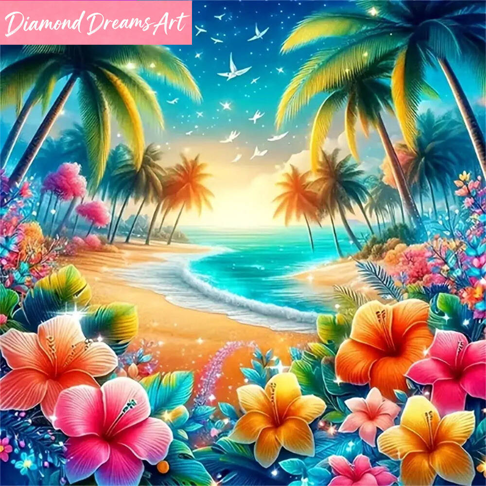 Photo Mosaic Print - Diamantmalerei, Meereslandschaft, DIY, komplett, quadratisch, rund,