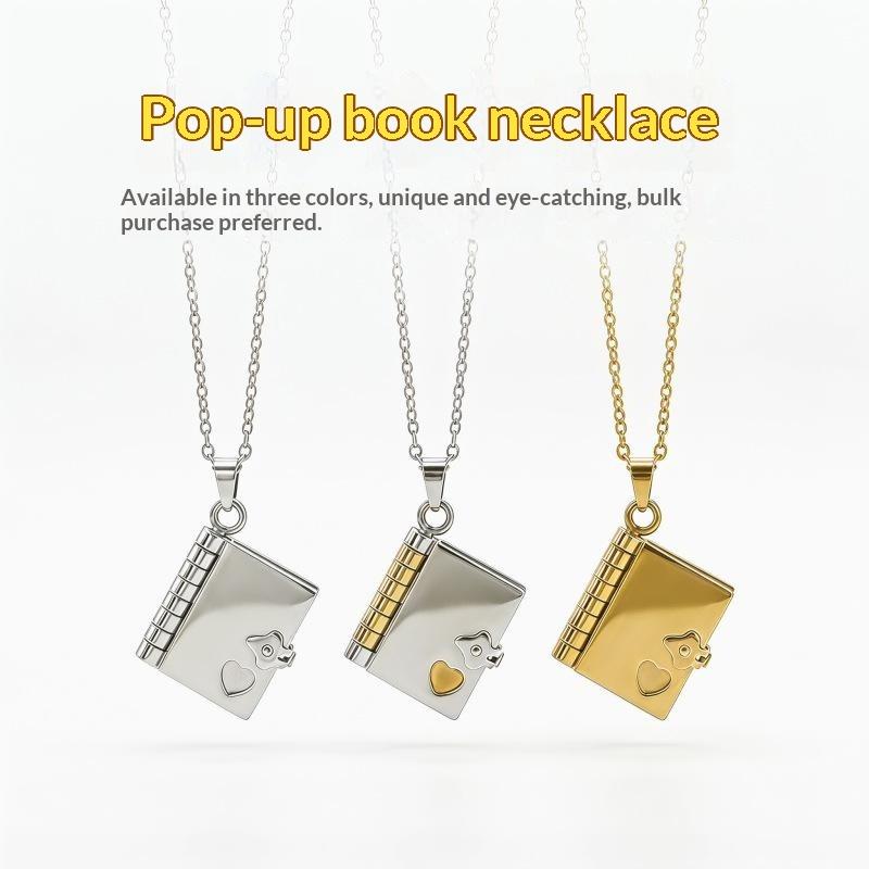 Custom Photo Book - Umschlag-Halskette mit individuellem Text, Medaillon in