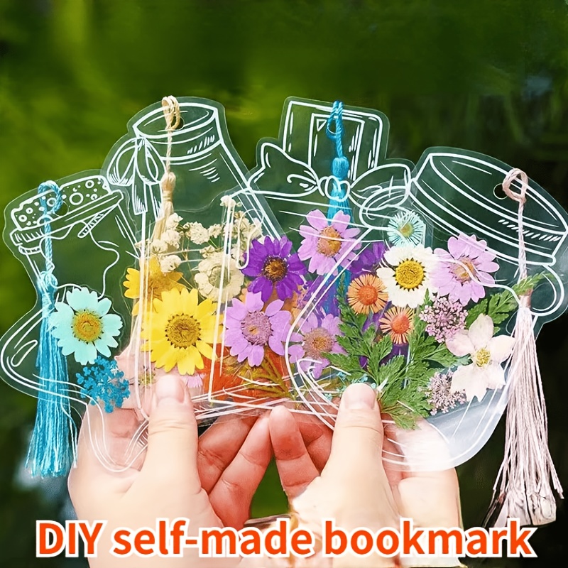 Dried Flower Bookmark - DIY-Lesezeichen aus getrockneten Blumen, transparente PET-Lesezeichenblätter