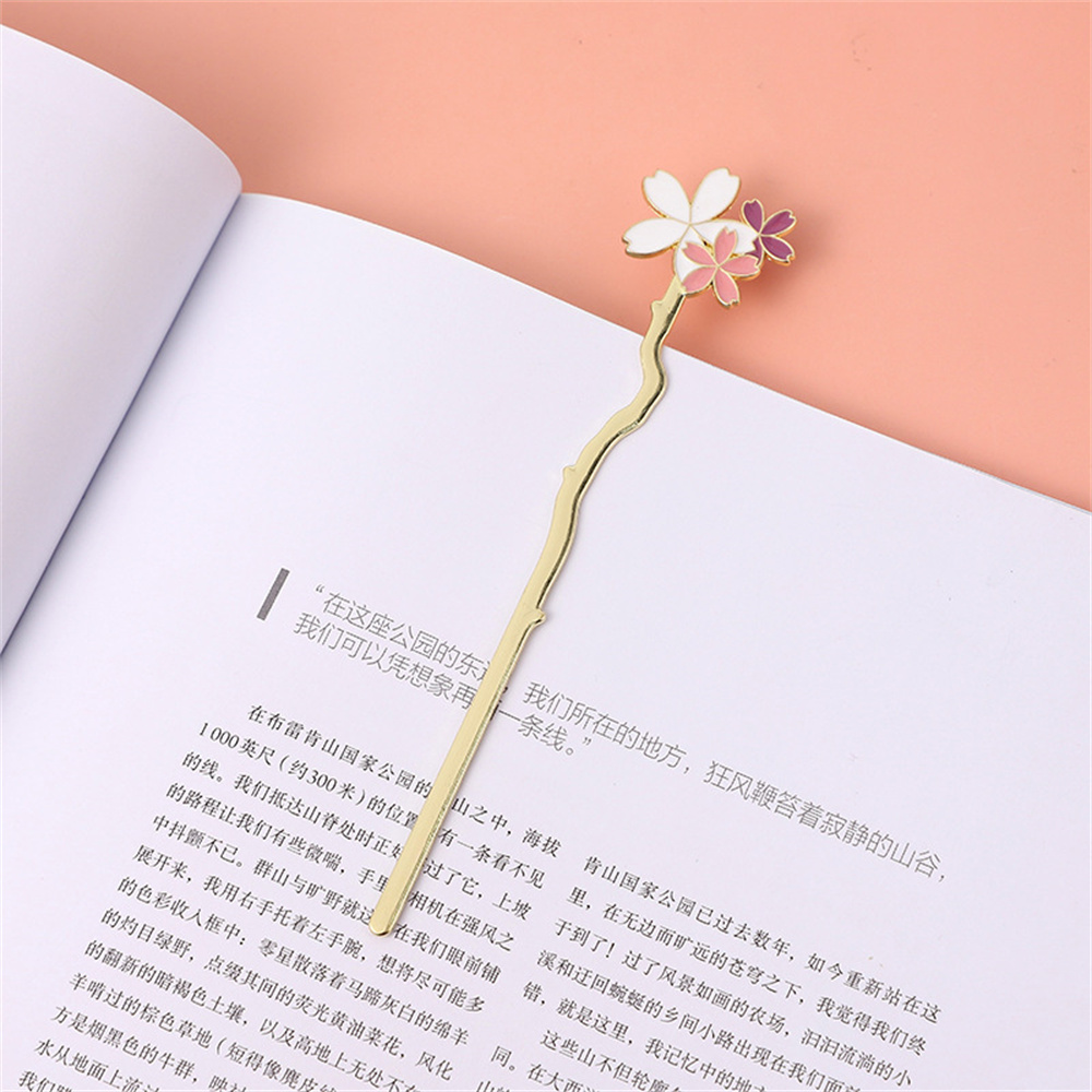 Dried Flower Bookmark - Metall Sakura Lesezeichen kreative Blume Lesezeichen
